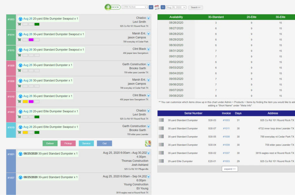 screenshot of Dumpster Rental Systems